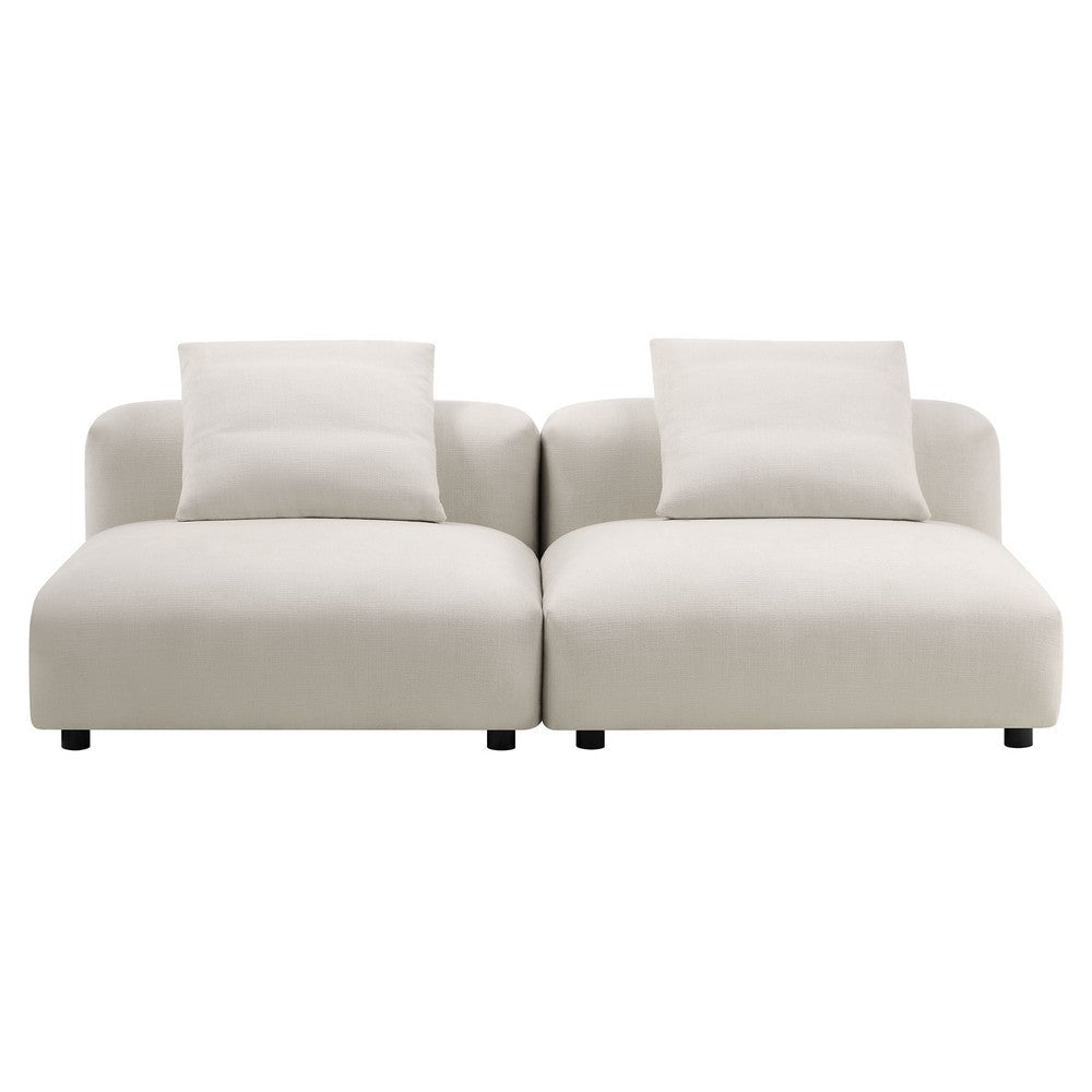 Modway Solace Fabric Upholstered 2-Piece Modular Sofa in Salt - Comfy Upholstered Deep Seat Loveseat - Modern 2-Seat Armless Sectional