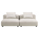 Modway Solace Fabric Upholstered 2-Piece Modular Sofa in Salt - Comfy Upholstered Deep Seat Loveseat - Modern 2-Seat Armless Sectional