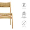 Modway Wynn Wood and Rope Dining Side Chairs Set of 2 in Natural Natural - Armless Kitchen Table Chairs - Modern Mid-Century Accent Chairs