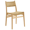Modway Wynn Wood and Rope Dining Side Chairs Set of 2 in Natural Natural - Armless Kitchen Table Chairs - Modern Mid-Century Accent Chairs