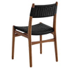 Modway Wynn Wood and Rope Dining Side Chairs Set of 2 in Walnut Black - Armless Kitchen Table Chairs - Modern Mid-Century Accent Chairs