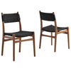 Modway Wynn Wood and Rope Dining Side Chairs Set of 2 in Walnut Black - Armless Kitchen Table Chairs - Modern Mid-Century Accent Chairs for Living Room, Reception Area, Office