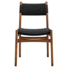 Modway Wynn Wood and Rope Dining Side Chairs Set of 2 in Walnut Black - Armless Kitchen Table Chairs - Modern Mid-Century Accent Chairs