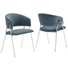 Modway Nella Performance Velvet Barrel Dining Chairs Set of 2 in Cadet Blue - Velvet Retro Club Kitchen Chairs with Metal Legs - Mid Century Modern Living Room Accent Armchairs