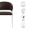 Modway Nella Performance Velvet Barrel Dining Chairs Set of 2 in Chocolate Brown - Velvet Retro Club Kitchen Chairs with Metal Legs - Mid