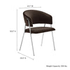 Modway Nella Performance Velvet Barrel Dining Chairs Set of 2 in Chocolate Brown - Velvet Retro Club Kitchen Chairs with Metal Legs - Mid