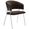 Modway Nella Performance Velvet Barrel Dining Chairs Set of 2 in Chocolate Brown - Velvet Retro Club Kitchen Chairs with Metal Legs - Mid