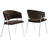 Modway Nella Performance Velvet Barrel Dining Chairs Set of 2 in Chocolate Brown - Velvet Retro Club Kitchen Chairs with Metal Legs - Mid Century Modern Living Room Accent Armchairs