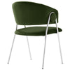 Modway Nella Performance Velvet Barrel Dining Chairs Set of 2 in Moss Green Silver - Velvet Retro Club Kitchen Chairs with Metal Legs - Mid