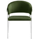 Modway Nella Performance Velvet Barrel Dining Chairs Set of 2 in Moss Green Silver - Velvet Retro Club Kitchen Chairs with Metal Legs - Mid