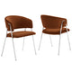 Modway Nella Performance Velvet Barrel Dining Chairs Set of 2 in Rust Silver - Velvet Retro Club Kitchen Chairs with Metal Legs - Mid Century Modern Living Room Accent Armchairs