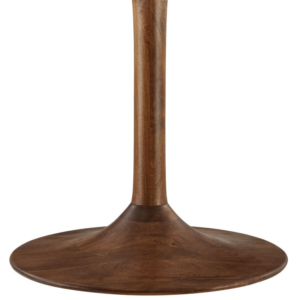 Modway Lippa 48 Inch Round Wood Dining Table in Walnut – Solid Mango Wood Tabletop with Pedestal Base - Mid Century Modern Dining Room