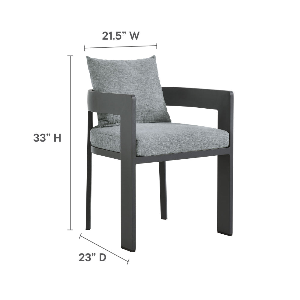 Modway Tahoe Outdoor Patio Powder-Coated Aluminum Fabric Dining Chair in Gray Gray - Patio Metal Dining Chair with Cushions - Accent