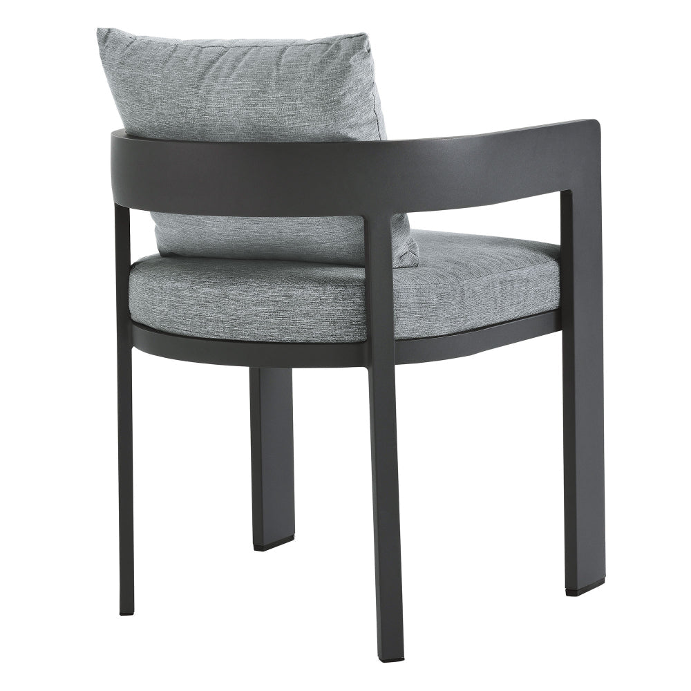 Modway Tahoe Outdoor Patio Powder-Coated Aluminum Fabric Dining Chair in Gray Gray - Patio Metal Dining Chair with Cushions - Accent