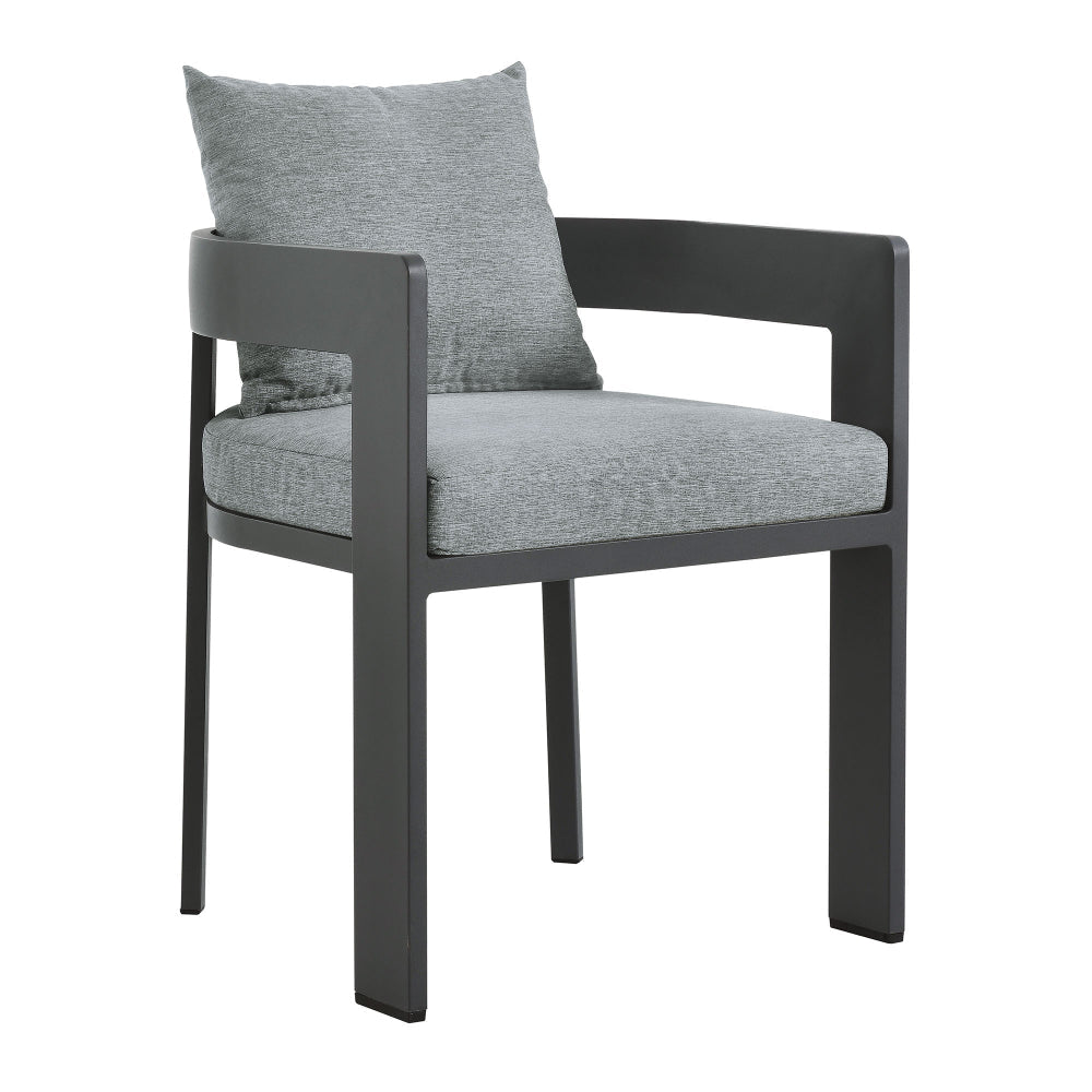 Modway Tahoe Outdoor Patio Powder-Coated Aluminum Fabric Dining Chair in Gray Gray - Patio Metal Dining Chair with Cushions - Accent Armchair - Dining Chair with Armrests - Modern Outdoor Seating