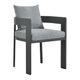 Modway Tahoe Outdoor Patio Powder-Coated Aluminum Fabric Dining Chair in Gray Gray - Patio Metal Dining Chair with Cushions - Accent Armchair - Dining Chair with Armrests - Modern Outdoor Seating