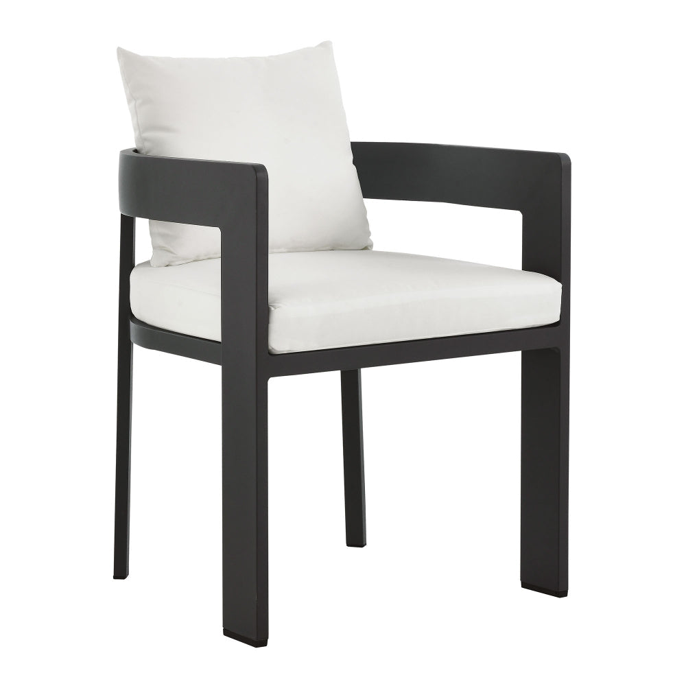 Modway Tahoe Outdoor Patio Powder-Coated Aluminum Fabric Dining Chair in Gray White - Patio Metal Dining Chair with Cushions - Accent Armchair - Dining Chair with Armrests - Modern Outdoor Seating