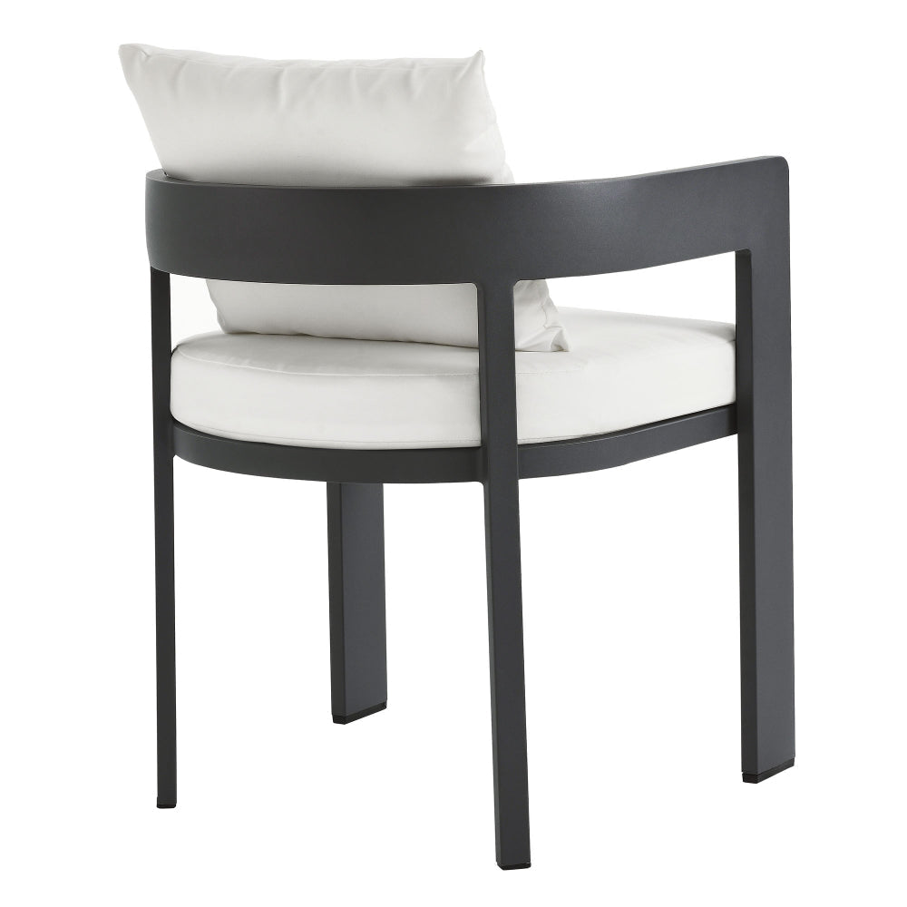 Modway Tahoe Outdoor Patio Powder-Coated Aluminum Fabric Dining Chair in Gray White - Patio Metal Dining Chair with Cushions - Accent