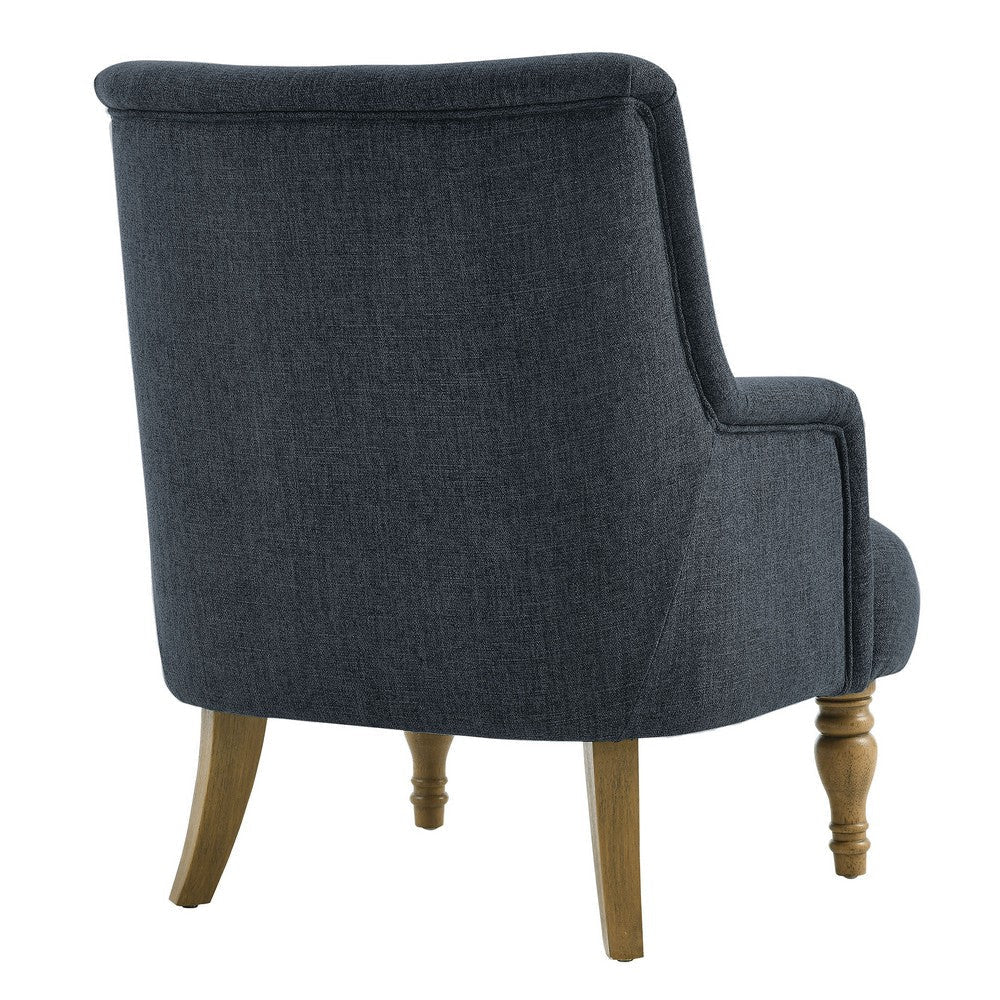 Modway Ellington Living Room Accent Armchair in Slate Blue – Fabric Upholstered Reading Arm Chair with Wooden Legs – Modern Lounge Chair