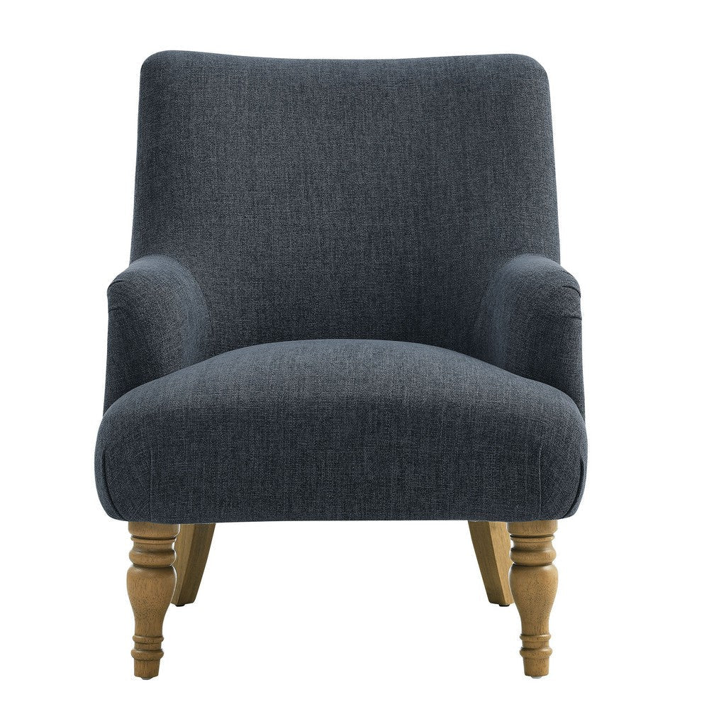 Modway Ellington Living Room Accent Armchair in Slate Blue – Fabric Upholstered Reading Arm Chair with Wooden Legs – Modern Lounge Chair