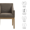 Modway Alton Upholstered Dining Chair with Arms in Mocha Natural – Mid Century Modern Padded Kitchen Chair with Wood Legs – Fabric Accent