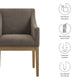 Modway Alton Upholstered Dining Chair with Arms in Mocha Natural – Mid Century Modern Padded Kitchen Chair with Wood Legs – Fabric Accent