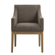 Modway Alton Upholstered Dining Chair with Arms in Mocha Natural – Mid Century Modern Padded Kitchen Chair with Wood Legs – Fabric Accent