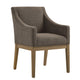 Modway Alton Upholstered Dining Chair with Arms in Mocha Natural – Mid Century Modern Padded Kitchen Chair with Wood Legs – Fabric Accent Chair or Dining Room Arm Chair