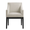 Modway Alton Upholstered Dining Chair with Arms in Salt Black – Mid Century Modern Padded Kitchen Chair with Wood Legs – Fabric Accent