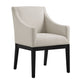 Modway Alton Upholstered Dining Chair with Arms in Salt Black – Mid Century Modern Padded Kitchen Chair with Wood Legs – Fabric Accent Chair or Dining Room Arm Chair