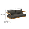 Modway Wren Teak Wood Outdoor Patio Sofa and Ottoman Set in Natural Flint Gray