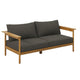 Modway Wren Teak Wood Outdoor Patio Sofa and Ottoman Set in Natural Flint Gray