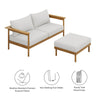 Modway Wren Teak Wood Outdoor Patio Sofa and Ottoman Set in Natural Sail
