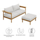 Modway Wren Teak Wood Outdoor Patio Sofa and Ottoman Set in Natural Sail
