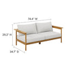 Modway Wren Teak Wood Outdoor Patio Sofa and Ottoman Set in Natural Sail