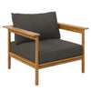 Modway Wren Teak Wood Outdoor Patio Armchair and Ottoman Set in Natural Flint Gray