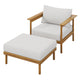 Modway Wren Teak Wood Outdoor Patio Armchair and Ottoman Set in Natural Sail