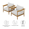 Modway Wren Teak Wood Outdoor Patio Armchair Set of 2 in Natural Sail