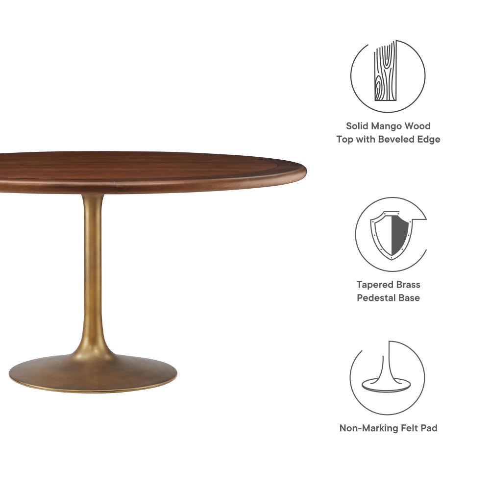 Lippa 60’’ Round Pedestal Solid Wood Dining Table by Modway