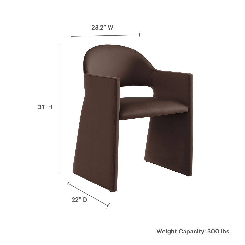 Modway Talia Performance Velvet Dining Armchair in Chocolate Brown