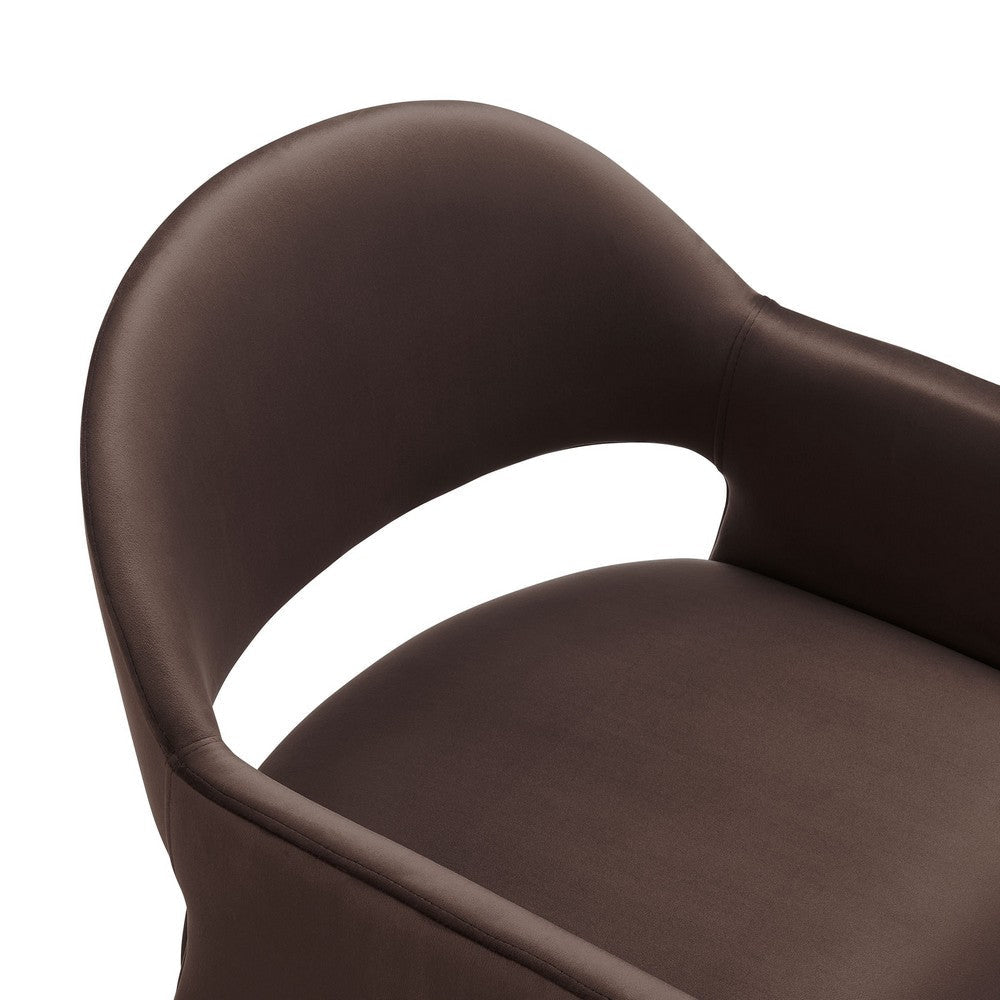 Modway Talia Performance Velvet Dining Armchair in Chocolate Brown