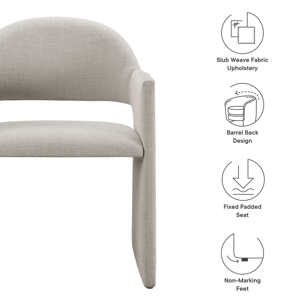 Modway Talia Upholstered Fabric Dining Armchair in Linen