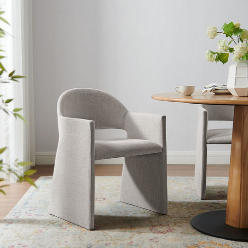 Modway Talia Upholstered Fabric Dining Armchair in Linen