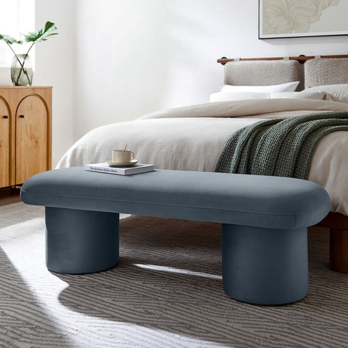 Modway Orla Performance Velvet Upholstered Bench in Cadet Blue