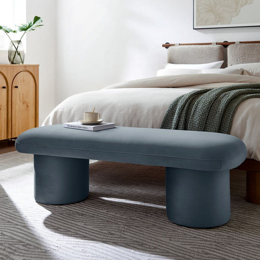 Modway Orla Performance Velvet Upholstered Bench in Cadet Blue