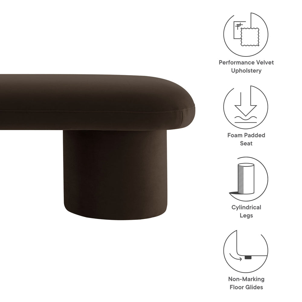 Modway Orla Performance Velvet Upholstered Bench in Chocolate Brown