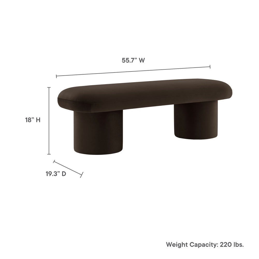 Modway Orla Performance Velvet Upholstered Bench in Chocolate Brown