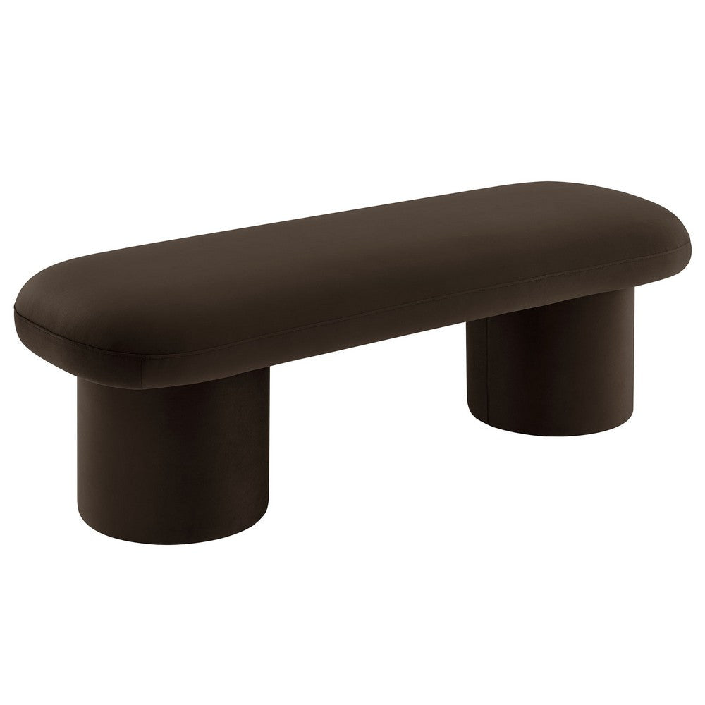 Modway Orla Performance Velvet Upholstered Bench in Chocolate Brown