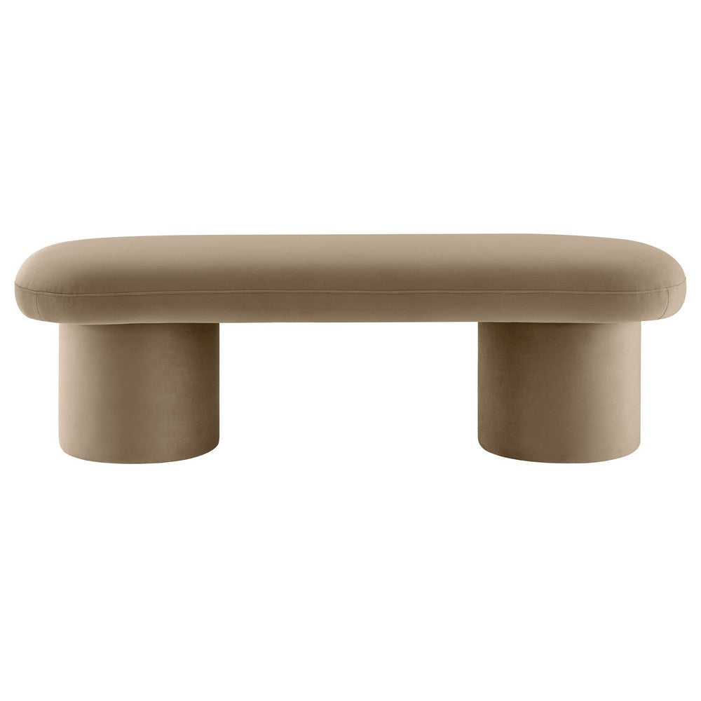 Modway Orla Performance Velvet Upholstered Bench in Taupe