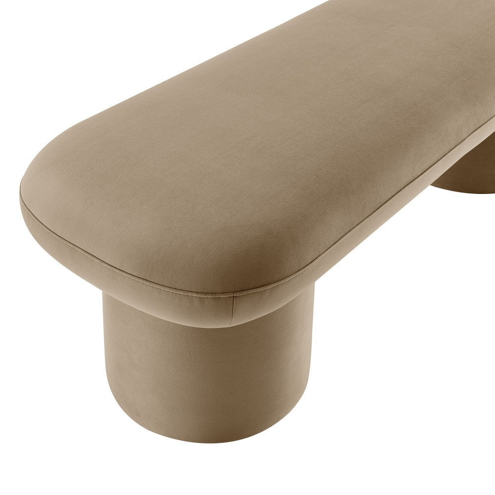 Modway Orla Performance Velvet Upholstered Bench in Taupe